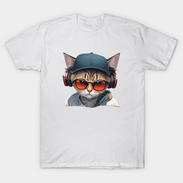 Cool Cat Face T-Shirt by ReaBelle